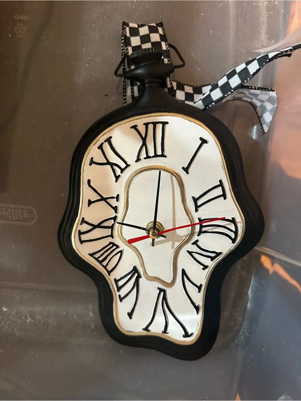 Surreal Melting Wall Clock - Black & White - Alice in Wonderland